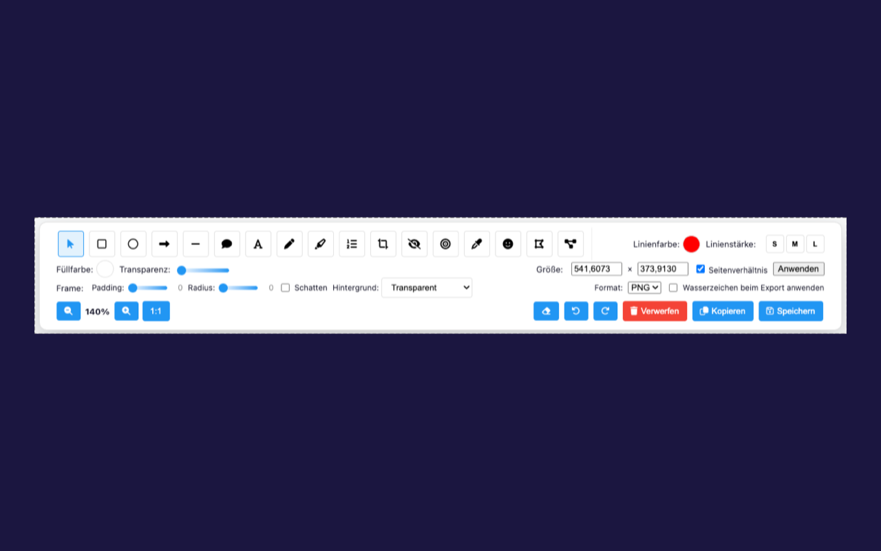 NextGen-Capture-Editor mit Werkzeugleiste